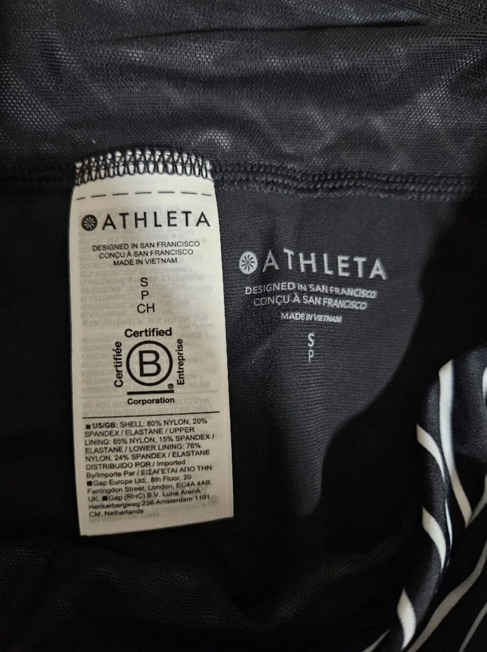 Athleta Black and White Striped High-Waist Bikini Bottoms